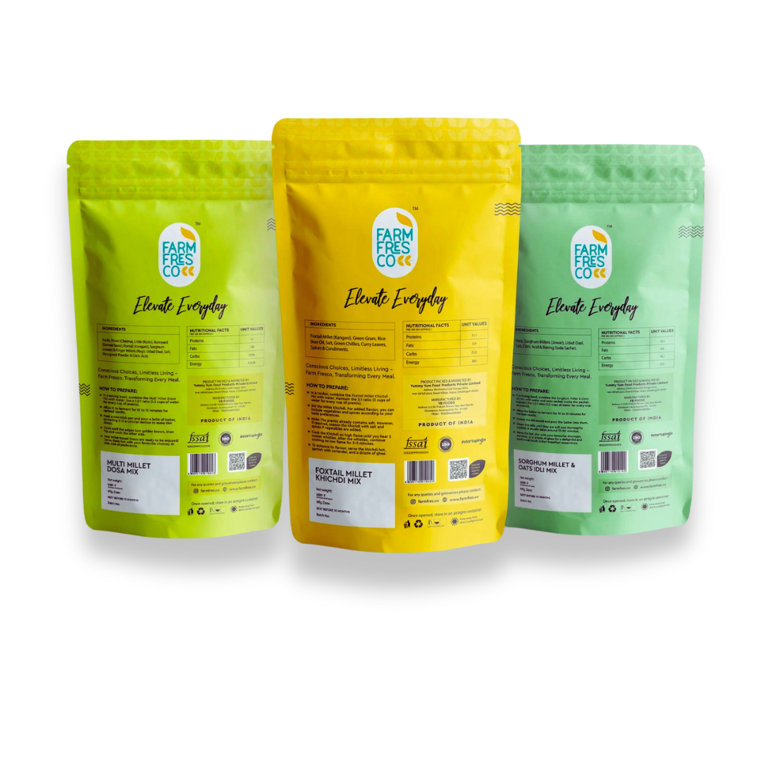 Thyroid Wellness Pack (Foxtail Millet Khichdi | Multi Millet Dosa | Sorghum & Oats Idli) 165G | Pack of 3