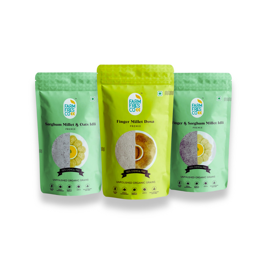 Millets for Weight-Loss (Sorghum & Oats Idli | Finger Millet Dosa | Finger & Sorghum Idli) 165G | Pack of 3