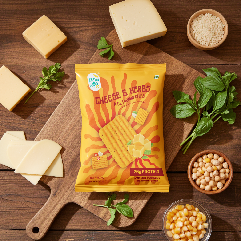 Cheese & Herbs Multigrain Chips (75g | 25g Plant Protein)