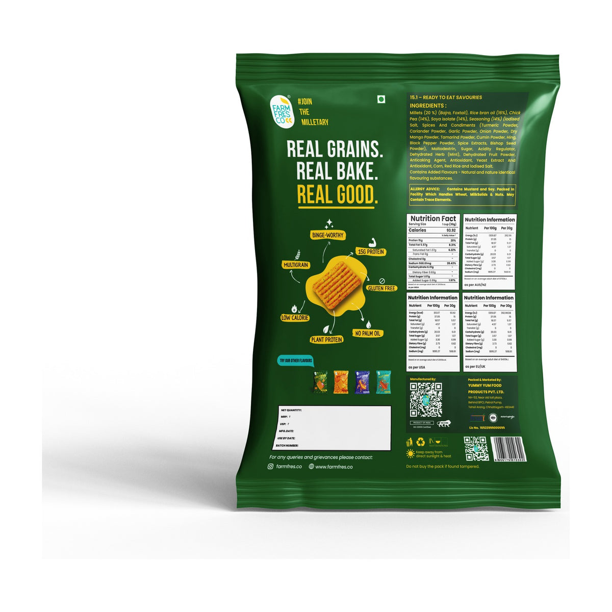 Chilli Chataka Protein Chips - back of pack