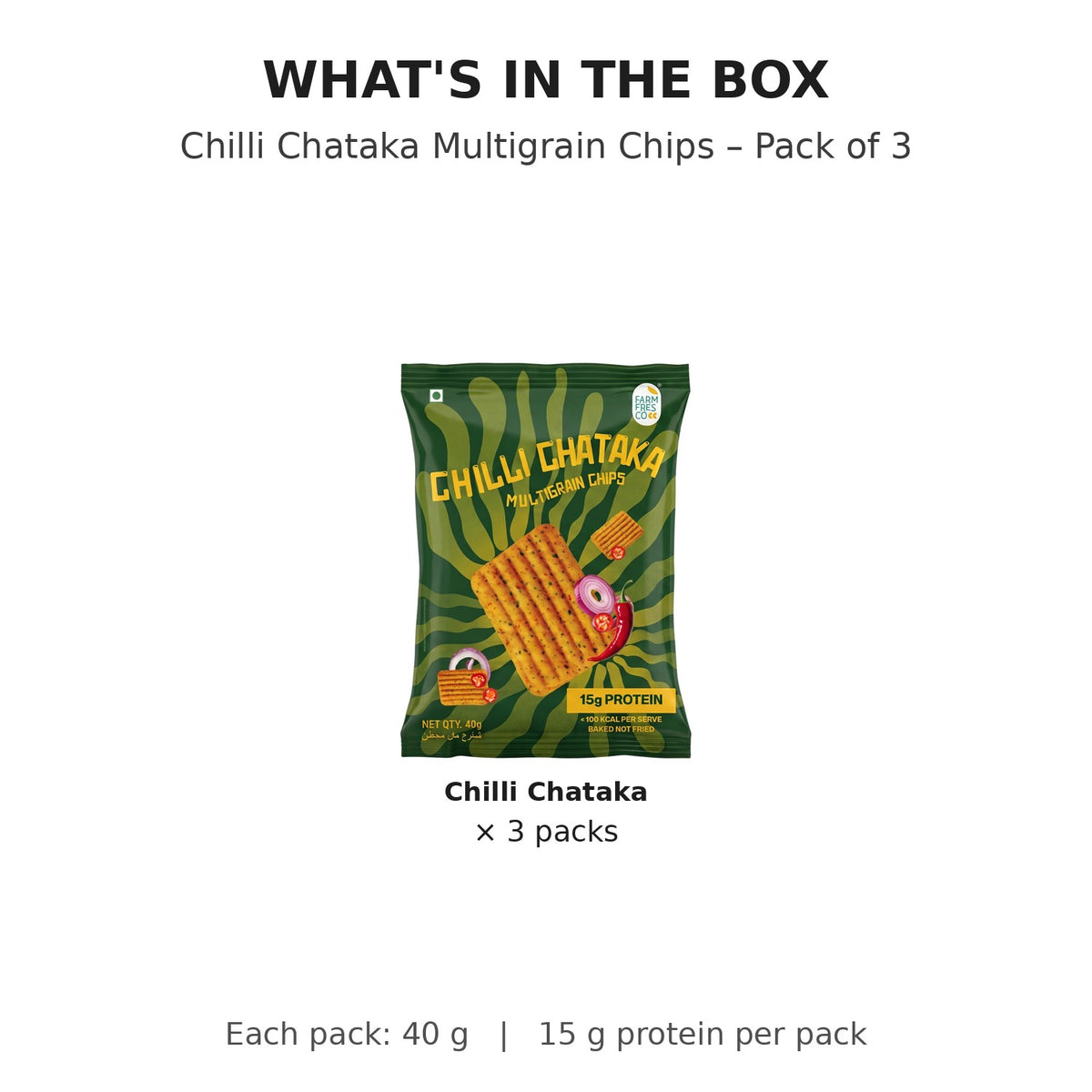 Chilli Chataka Protein Chips - what's in the box