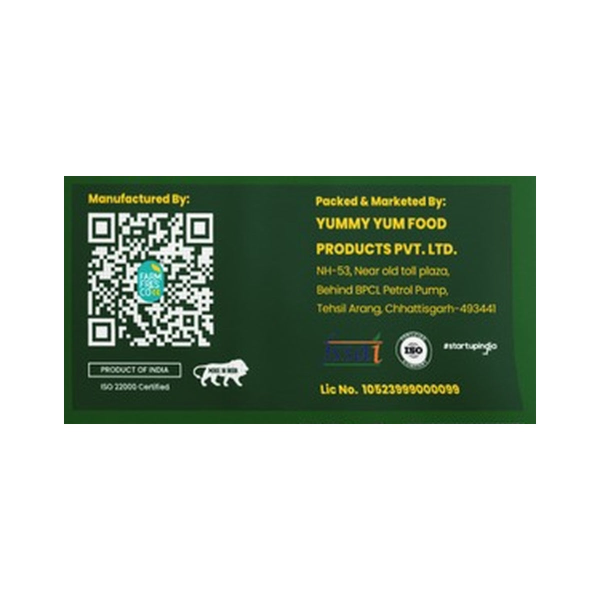 Farm Fresco Protein Chips - manufacturer & FSSAI details
