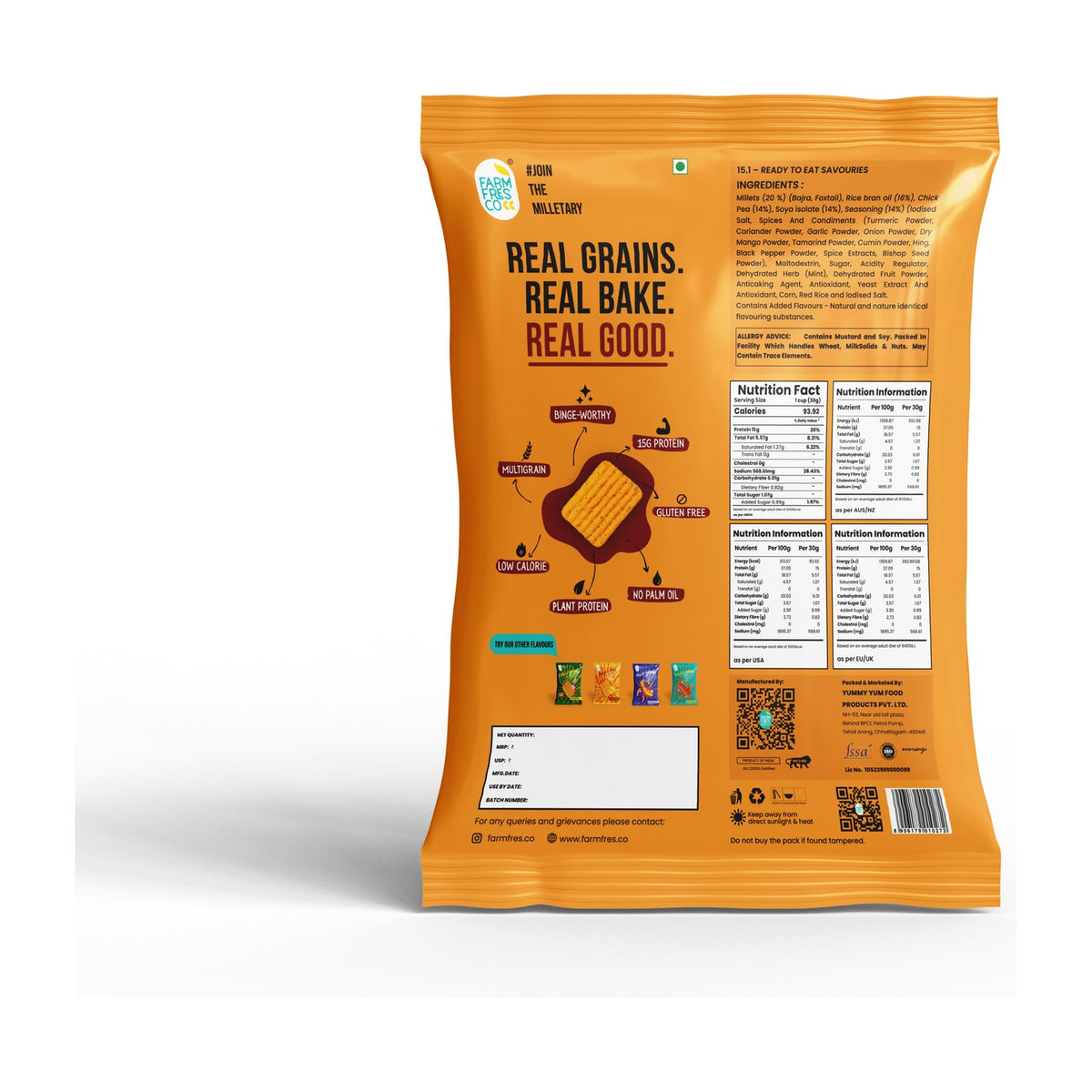 Cheese & Herbs Protein Chips - back of pack