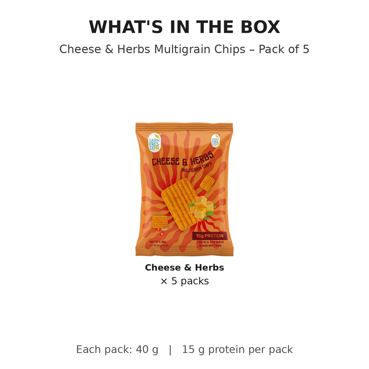 Cheese & Herbs Protein Chips - what's in the box