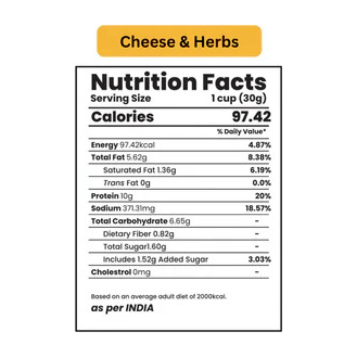Cheese & Herbs Protein Chips - nutrition facts