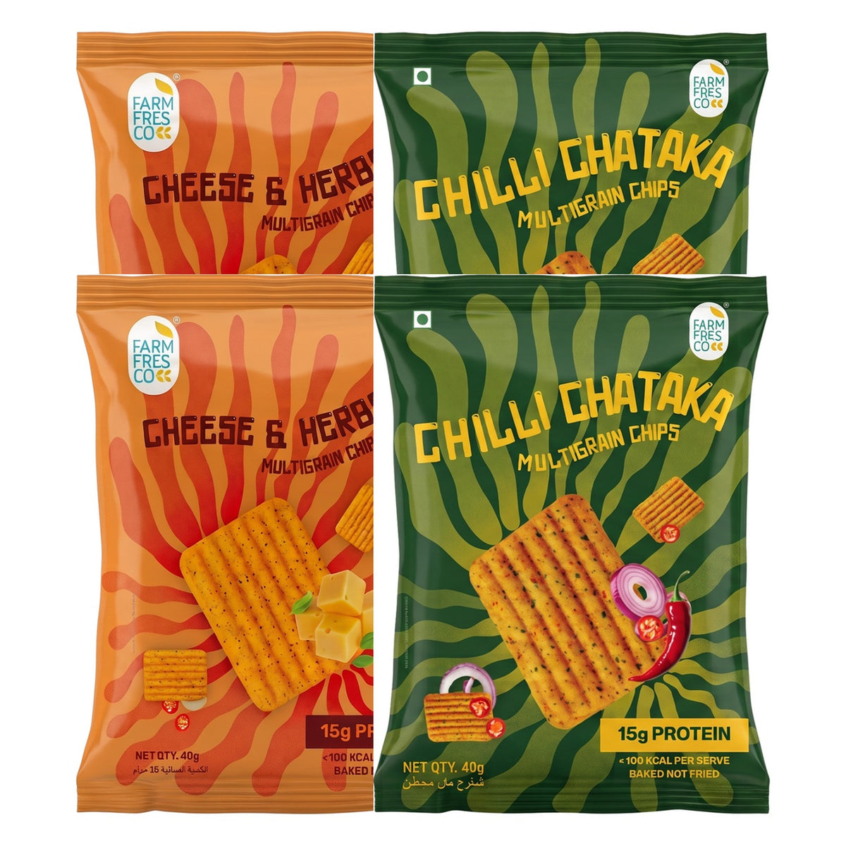 Protein Chips Combo – Cheese & Herbs x2 + Chilli Chataka x2 - product image