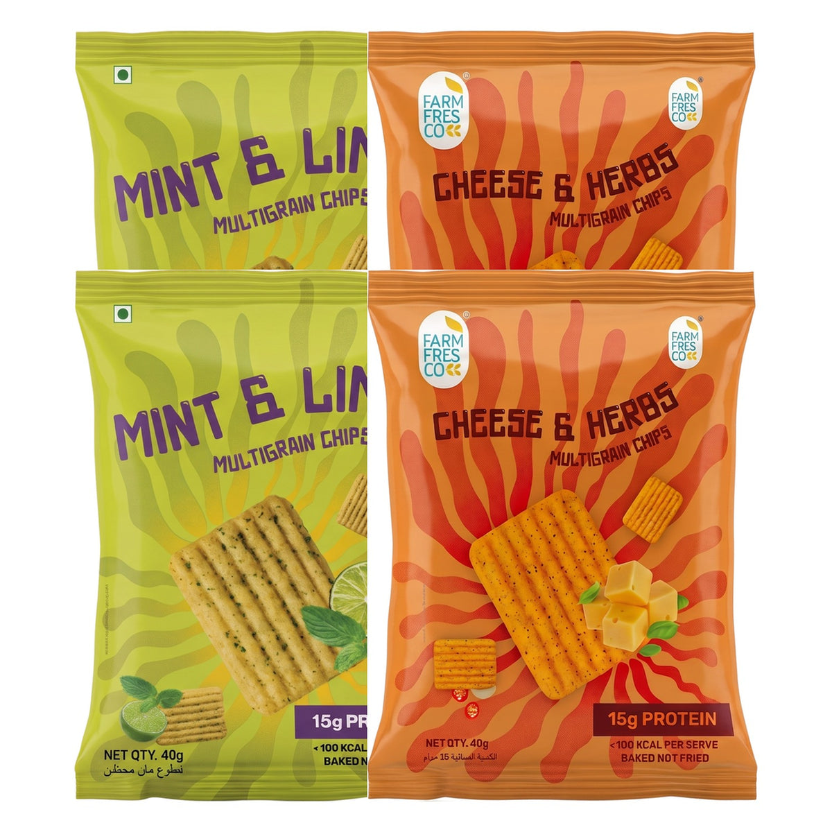 Protein Chips Combo – Mint & Lime x2 + Cheese & Herbs x2 - product image