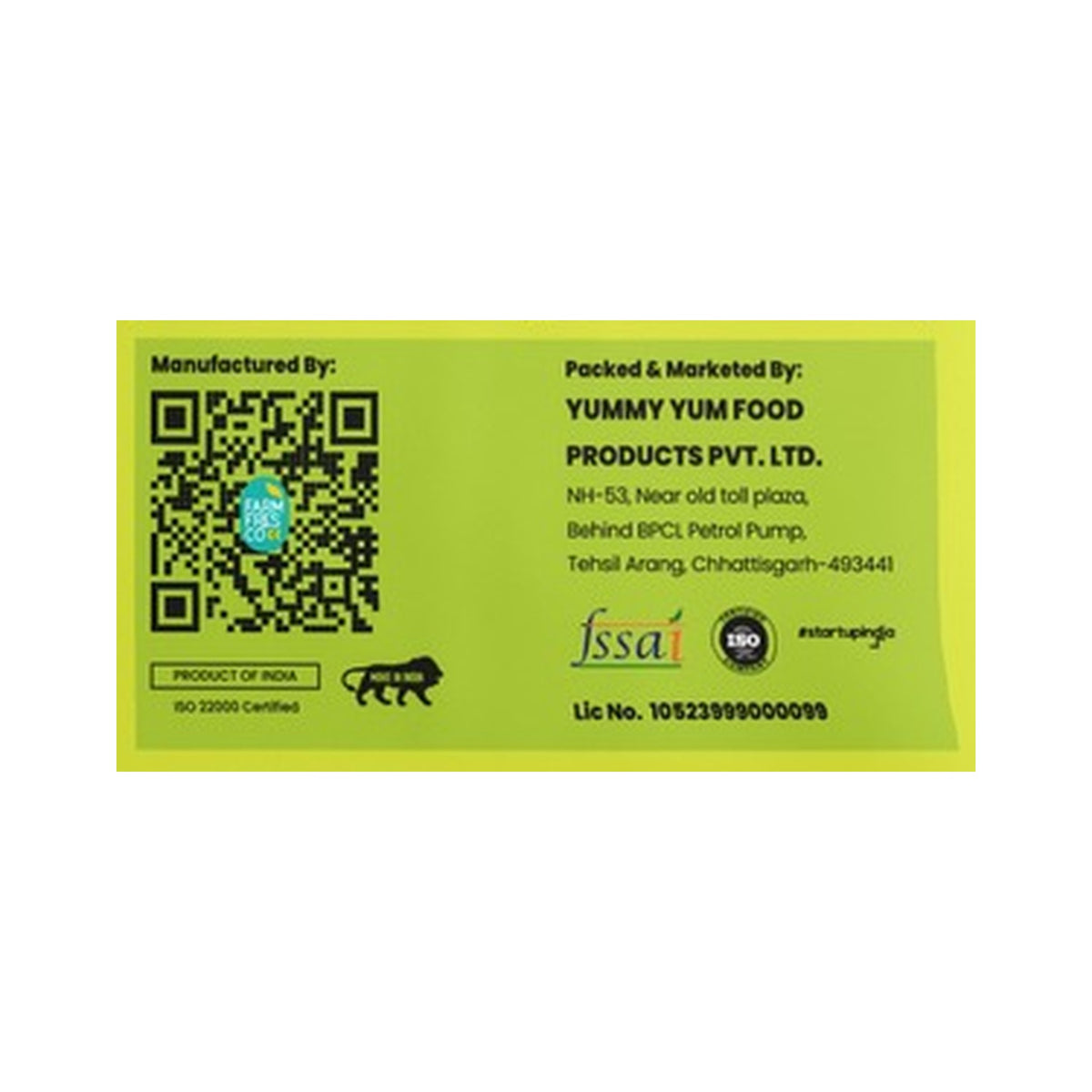 Farm Fresco Protein Chips - manufacturer & FSSAI details