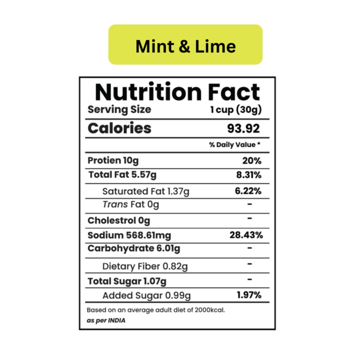 Mint & Lime Protein Chips - nutrition facts
